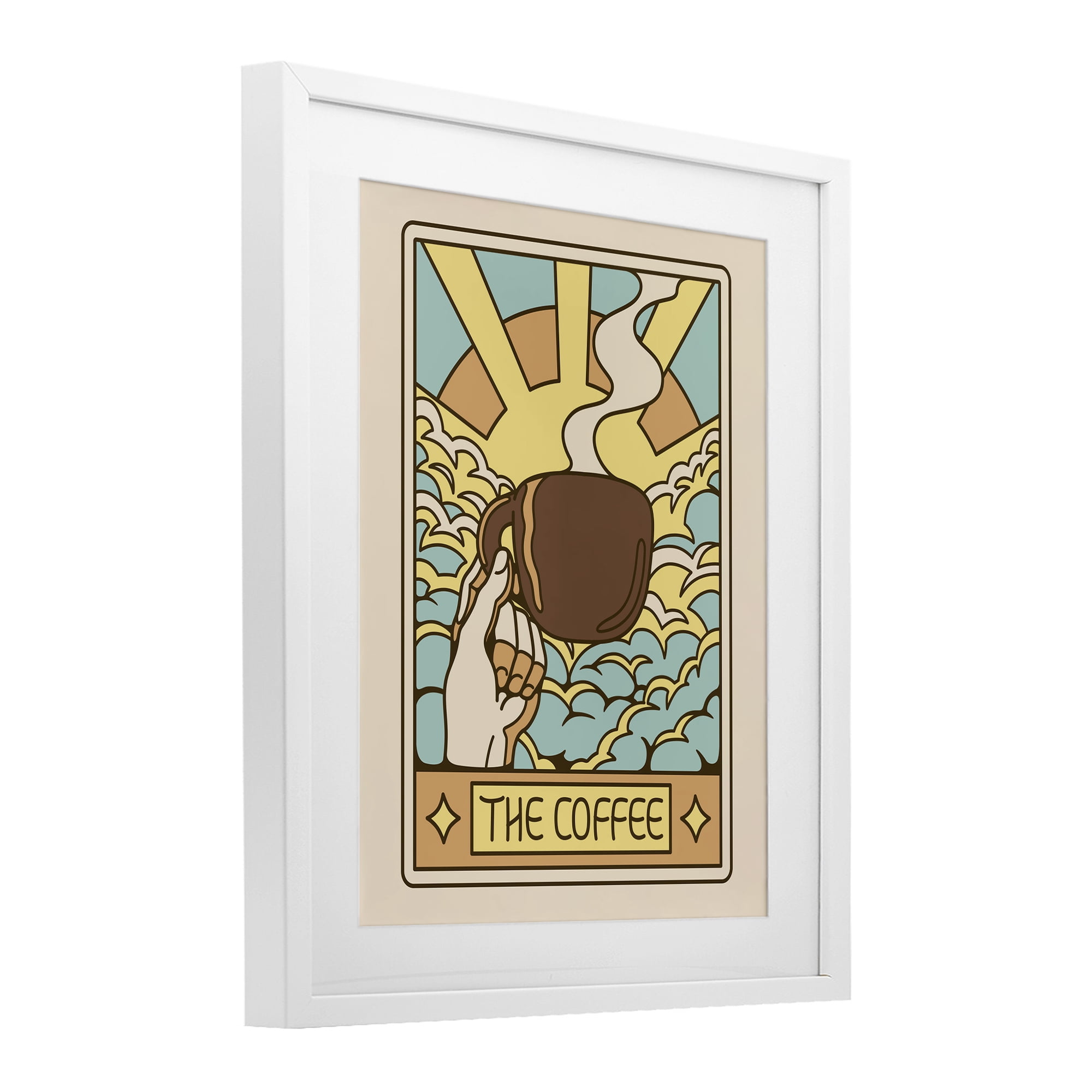 Stupell Industries The Coffee Muted Tarot White Framed Print Under Glass, design by Tobe Fonseca