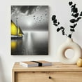 thumbnail image 4 of Shangniulu Ocean Sailboat Wall Art Decor Painting Pictures Print On Canvas, Gray and Yellow Seascape Framed Canvas Wall Art for Home Decoration Living Room Bedroom Artwork, 4 of 5