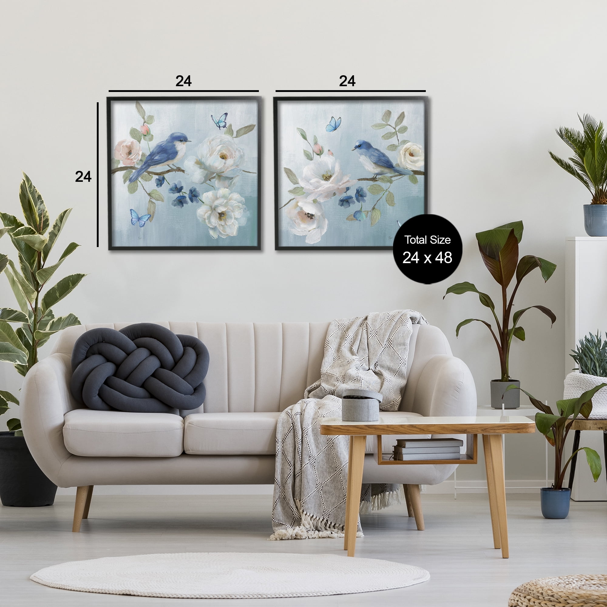 Stupell Industries Nature's Tranquility Florals 2 Piece Black Framed Giclee Art Set, design by Nan