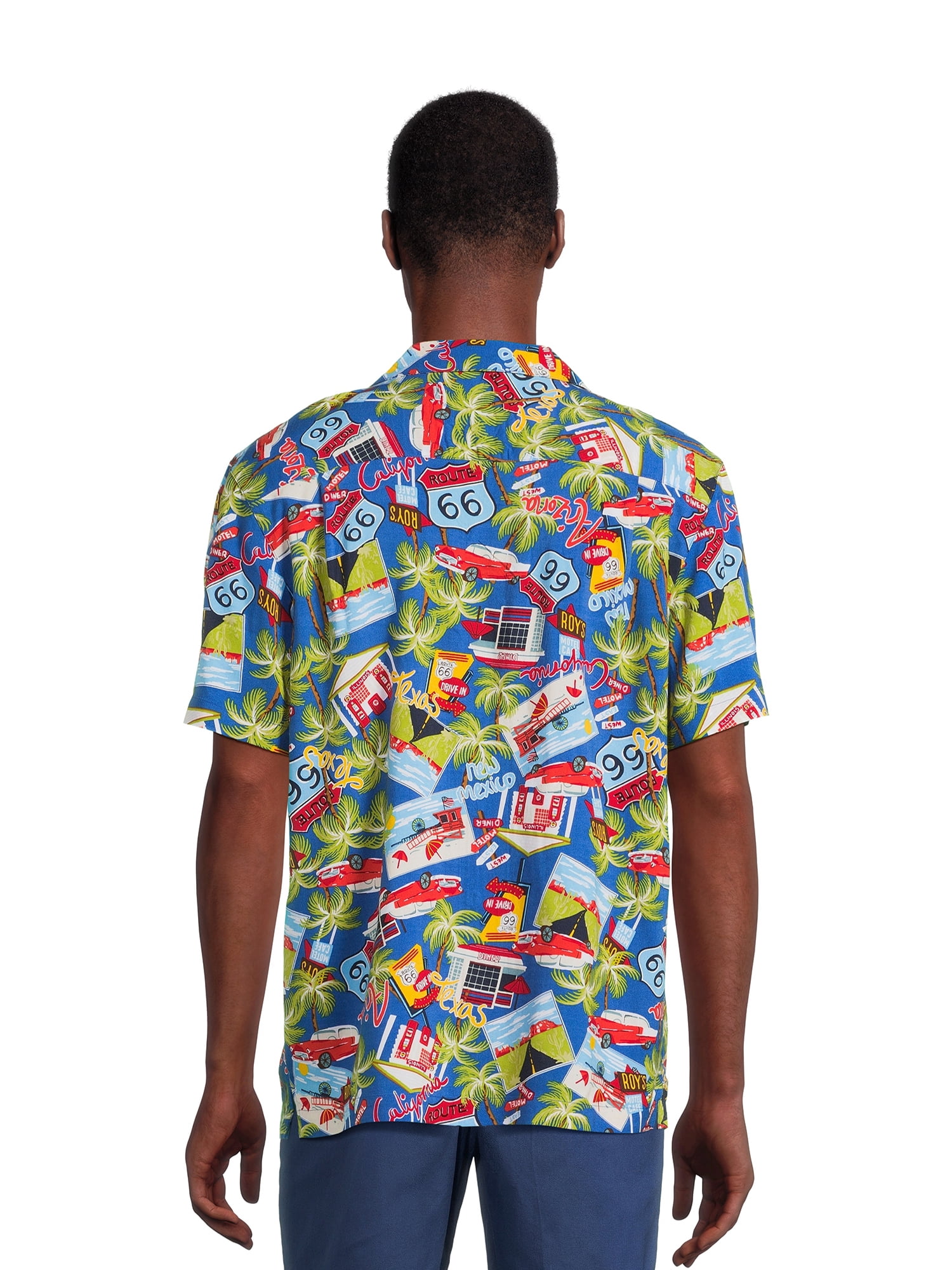 George Men's & Big Men's Short Sleeve Rayon Button-Up Camp Shirt, Sizes S-3XL