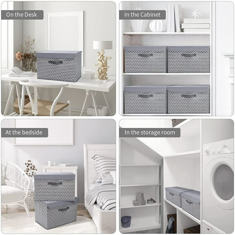 Clothing Storage Bins for Closet with Handles Foldable Rectangle