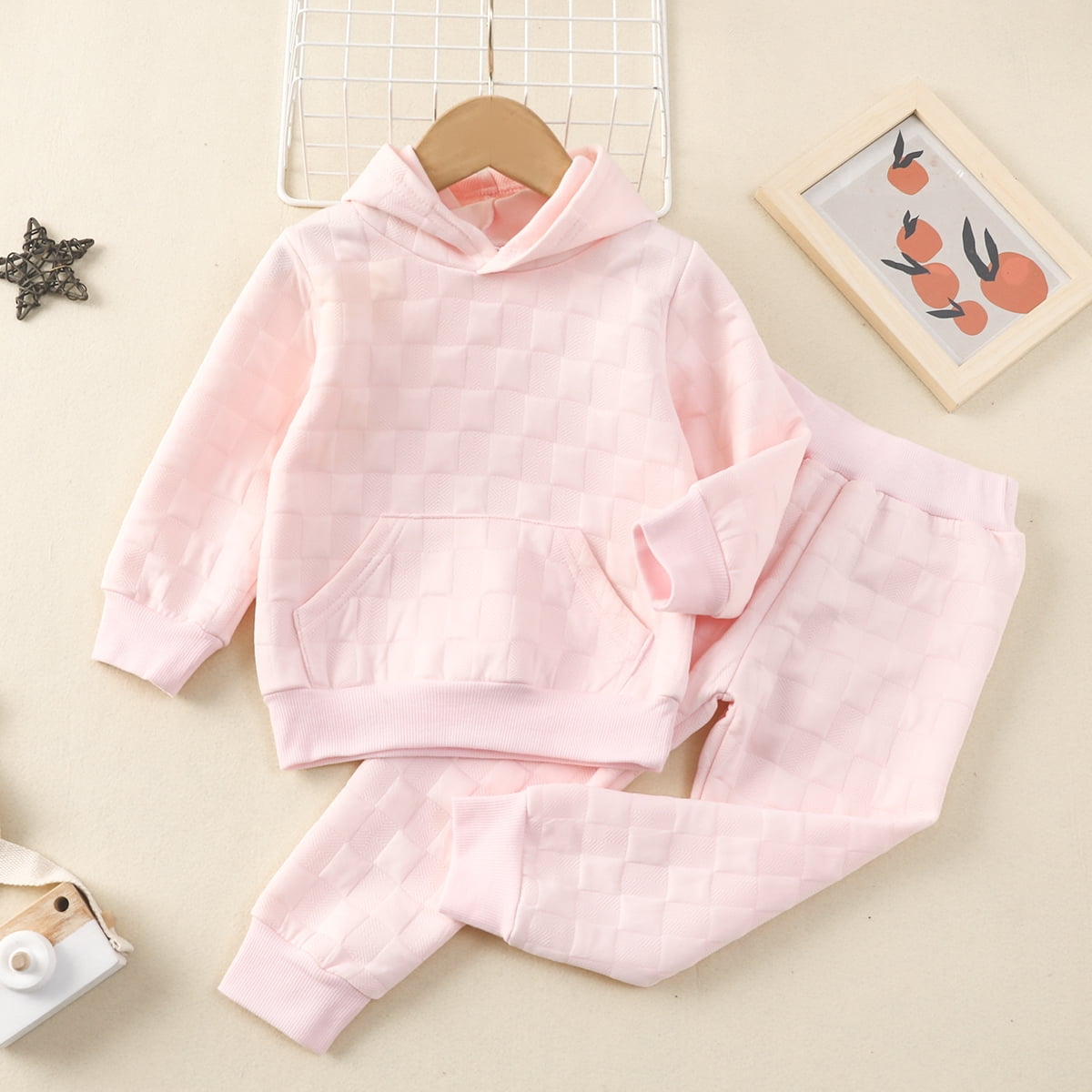 2-piece Toddler Boy Textured Solid Pullover Sweatshirt and Pants Set