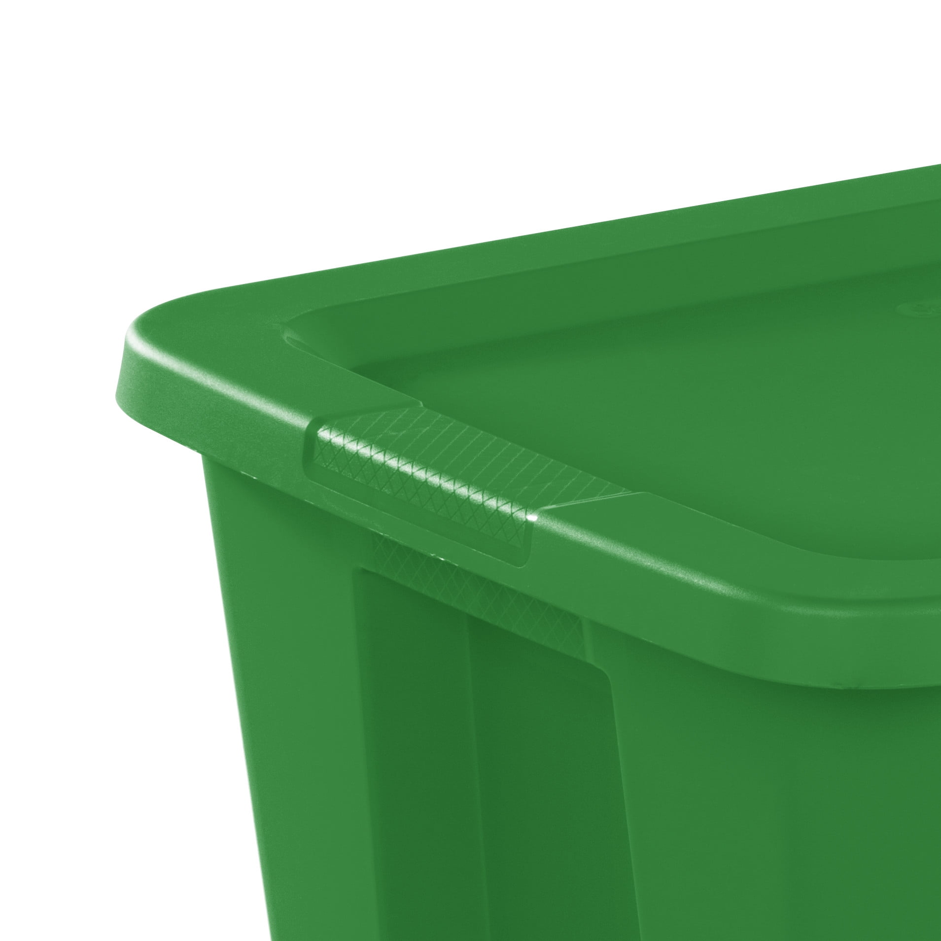 Sterilite 18 Gallon Tote, Plastic Christmas Storage Bin with Snap-on Lid, Ideal for Holiday Linens, Décor, Keepsakes and More, Green