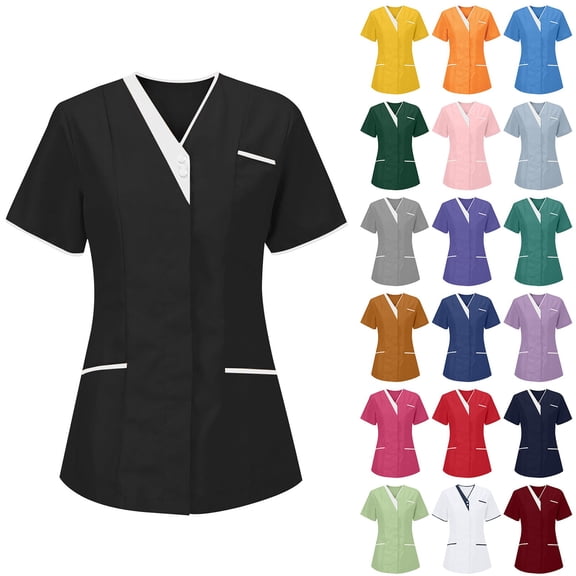 Scrub Tops for Woman Soft Stretch V-Neck Top Scrubs with 3 Pockets Easy Care for Women Scrub Clothing