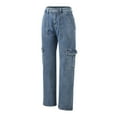 thumbnail image 5 of Women's High Waisted Jeans 2025 Jeans for Women 2025 Womens Pockets Jeans Trousers Casual High Waist Street Loose Cargo Pants Pockets Jeans Trousers Slim Denim Pants, 5 of 9