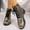 Gray, variant on Women’s Metallic Lace‑Up Combat Ankle Boots, Round Toe Side Zipper Block Low Heel Booties, Buckle Strap Decor Non‑Slip Casual Fashion Short Boots for Party