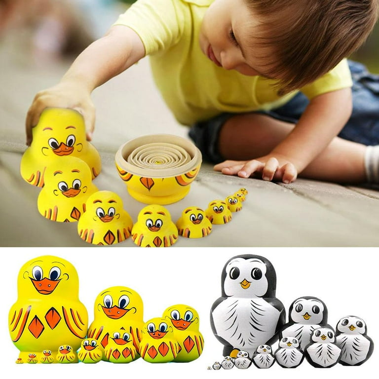 Duck Russian Dolls 10pcs Wooden Yellow Duck Russian Nesting Dolls Stacking Ducks Matryoshka Doll Desktop Ornament Educational Learning Toys Birthday Gift R2T9 Walmart