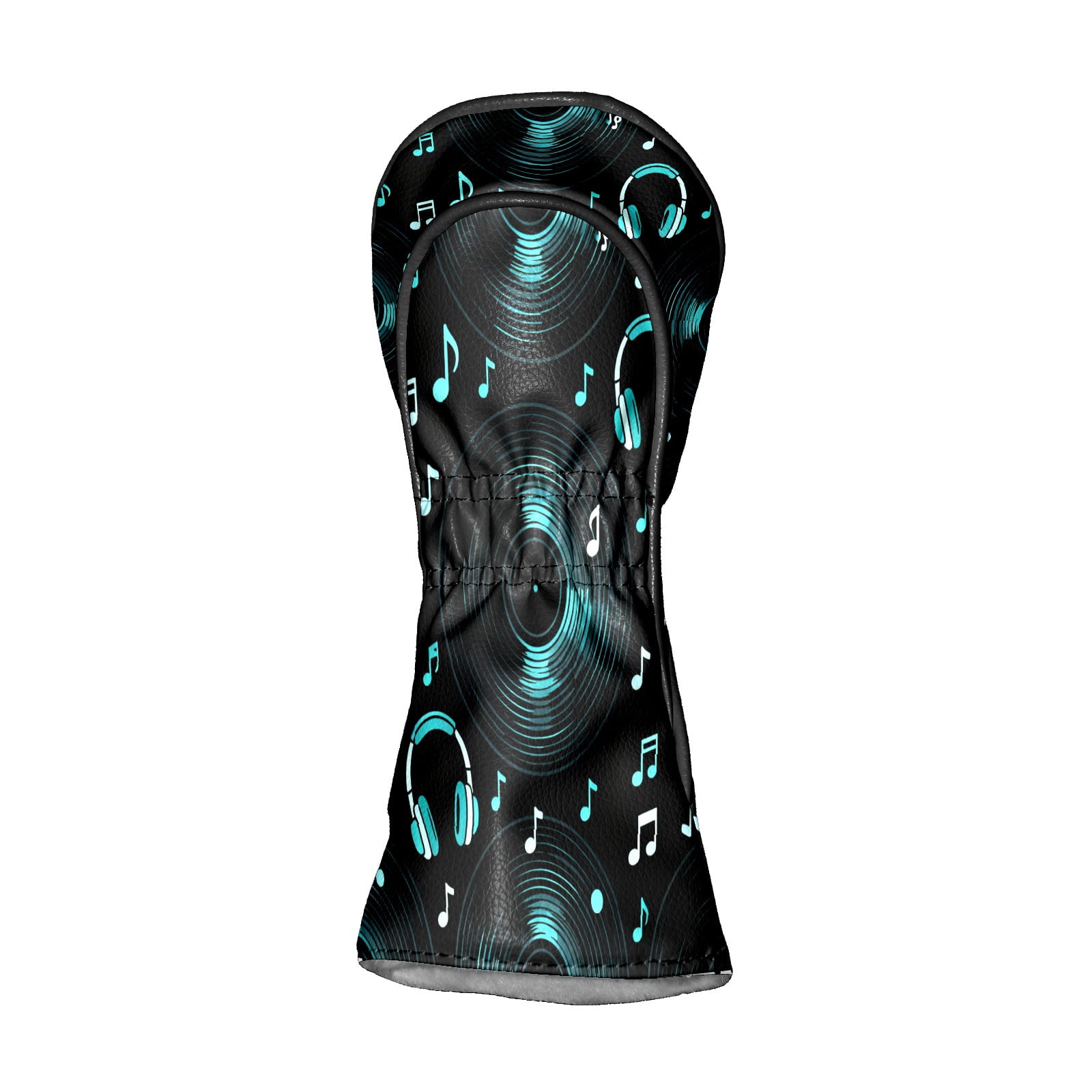 Golf Club Covers, Black MusicHeadphone Premium PU Leather Driver Hybrid Putter Head Covers with Velvet Lining, Waterproof Golf Gifts for Men Women
