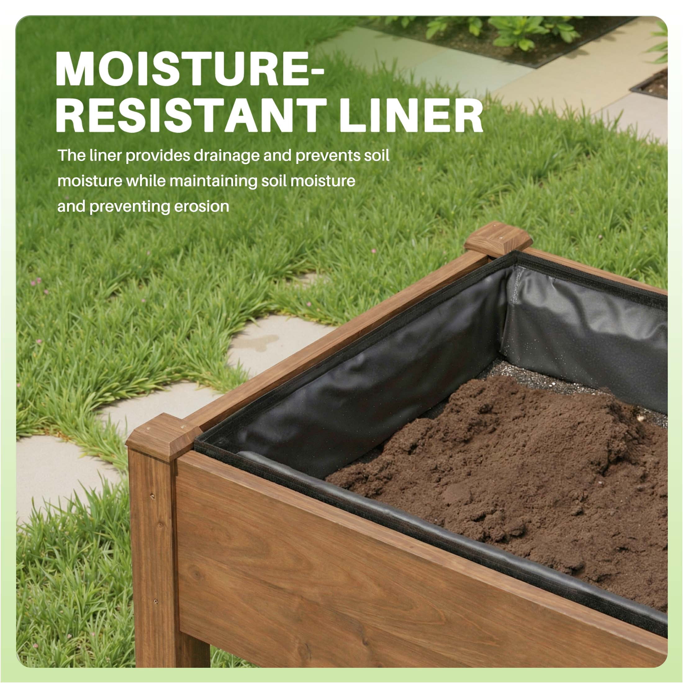 CONCETTA Wooden Raised Garden Bed - Elevated Planter Box with Drainage & Liner, 48" x 24" x 30" for Backyard/Patio/Balcony (Brown)