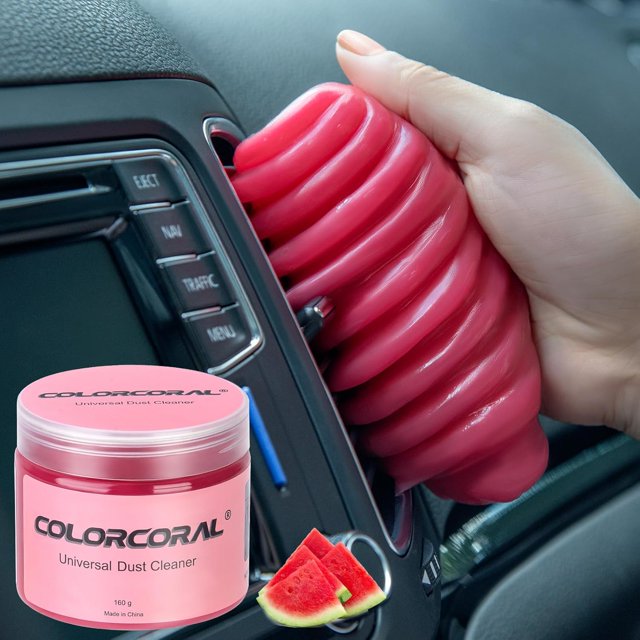 kmek7-COLORCORAL Gel Nettoyant pour Voiture Gel Universel Nettoyage de Voiture Évent Clavier Pâte Nettoyante Intérieur Tableau de Bord Dépoussiéreur Pâte Kit de Nettoyage 160G - Rouge Rose