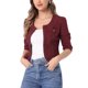 thumbnail image 4 of CHAQUETA DE JEAN CORTA SIN CUELLO PARA MUJERES CON MANGAS 3/4 EN FUSCIA TAMAÑO S, 4 of 6