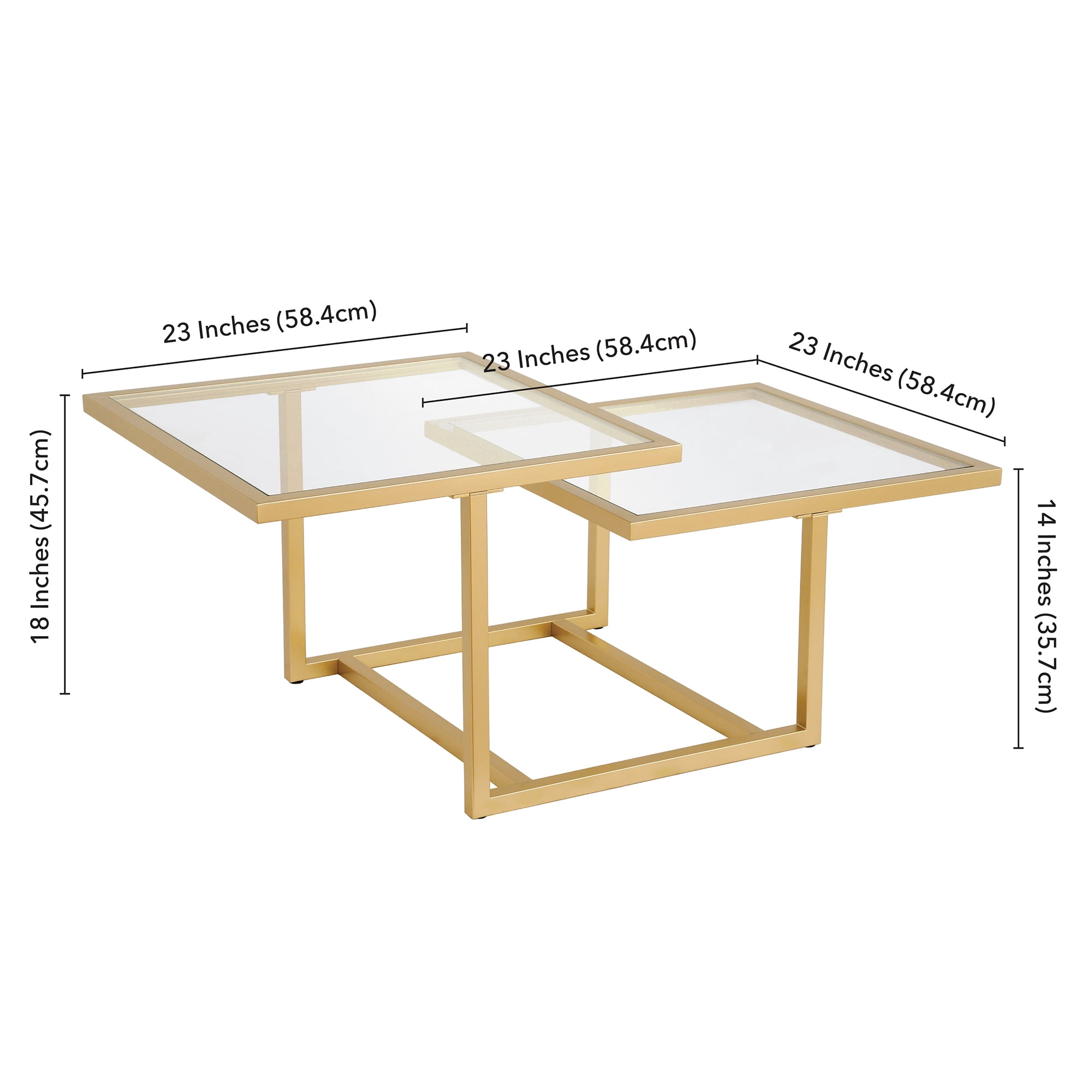 Evelyn&Zoe Amalie 43" Wide Square Coffee Table, Brass