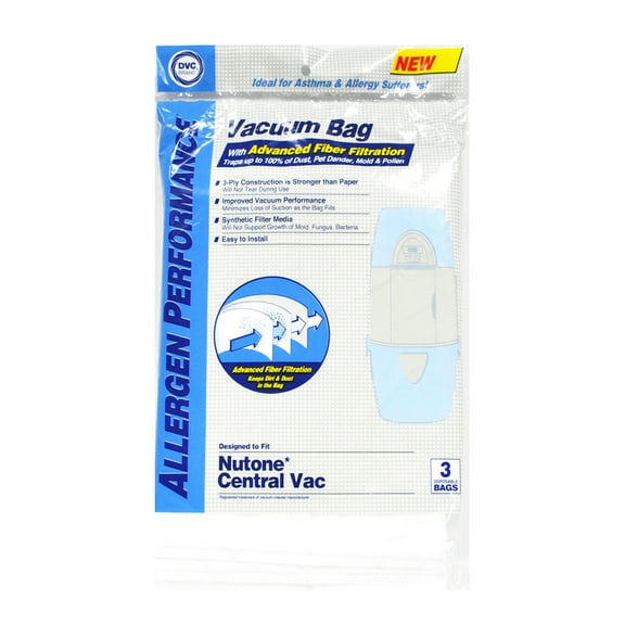 DVC Nutone 395 Central Vacuum Synthetic Paper Vacuum Bags 3 Pack
