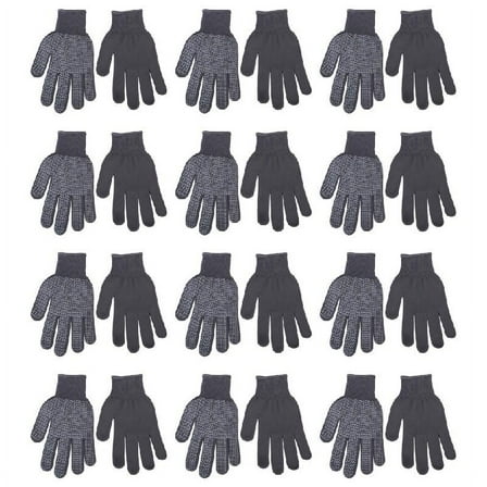 12 Pair Single Sided Working Gloves Polyester Cotton Work Gloves with Grip Dots