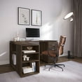 thumbnail image 3 of BELLEZE Trition L Shaped Computer Desk Home Office Corner Desk With Open Shelves And Drawers, Dark Walnut, 3 of 7