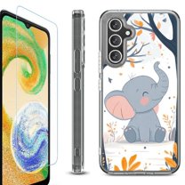 For Samsung Galaxy A26 5G Phone Case Cover, Shockproof Bumper Hybrid Case with Tempered Glass Screen Protector, by OneToughShield - Elephant Smile