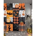 thumbnail image 2 of Halloween Horror Shower Curtain Set ，Waterproof Fabric Shower Curtains Pumpkin Castle Cowweb Plaid Orange Patchwork Shower Curtains for Bathroom,Bathroom Decor 72"x84", 2 of 6