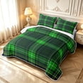 thumbnail image 3 of Manfei Classic Plaid Quilt King,Vintage Check King Coverlet Set,Green,3-Piece,1 Bedspread and 2 Pillowcases, 3 of 7