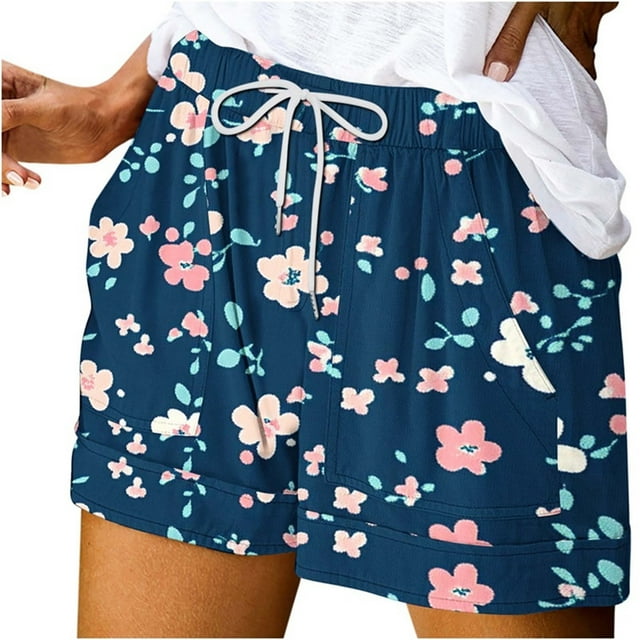 Shorts d'Été Imprimés pour Femmes avec Poche, Pantalons Décontractés