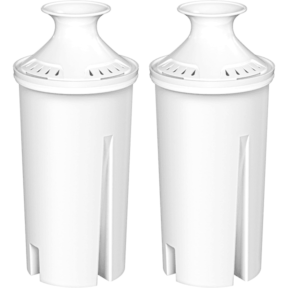 Fil-fresh 2-Pack Standard Water Filter Replacements for Brita Water Pitchers and Dispensers, Reduce Chlorine and Bad Taste, BPA free