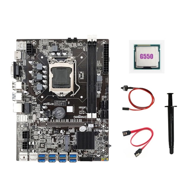 B75 Board Mining B75 Parrilmorial 16 g Memoria máxima G550 CPU High-Tech B75 Desktop PC Accesorio Completo Conjunto 8X PCIe a USB 1 SET Inevent EL022952-00B