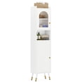 Tribesigns 66.9 Inch Linen Skinny Bathroom Storage Cabinet with 2 Doors ...