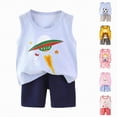 thumbnail image 5 of kaprioy Toddler Baby Boys Summer Outfits Baby Cartoon Print T-Shirt Tops Vest Shorts Suit 2Pcs Cute Baby BoysSummer Clothes For Baby Boys' Clothing Sets, 5 of 5