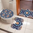 thumbnail image 5 of Morocco Floral Pattern Bathroom Rugs Set Vintage Tribal Ethnic Blue Red Orange Flower Non Slip Absorbent Soft Bath Mats 3 Piece Set with Bathroom Rug, U-Shaped Floor Mat, Toilet Seat Cover Large Size, 5 of 9