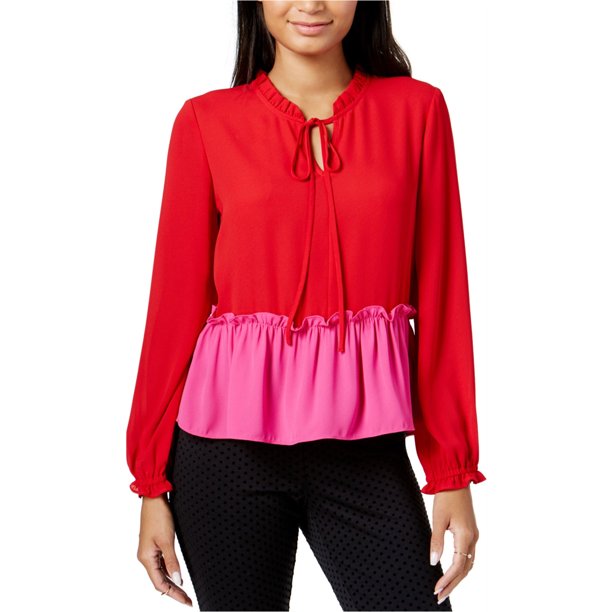 Blusa de punto con volantes maison Jules rojo XS