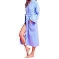 thumbnail image 3 of TowelSoft Women's Waffle Light Blue Long Premium Cotton Blend Bathrobe (Medium), 3 of 3