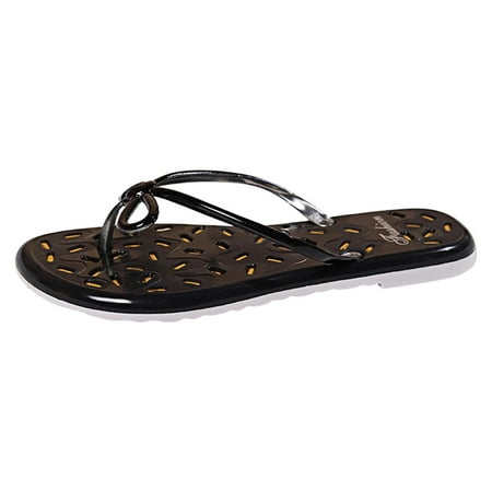 

Ediodpoh Women Sandals Fashionable New Pattern Bow Decoration Thick Bottom Flat Bottom Comfortable Summer Beach Slippers Beach Sandals for Woman Black 7(38)