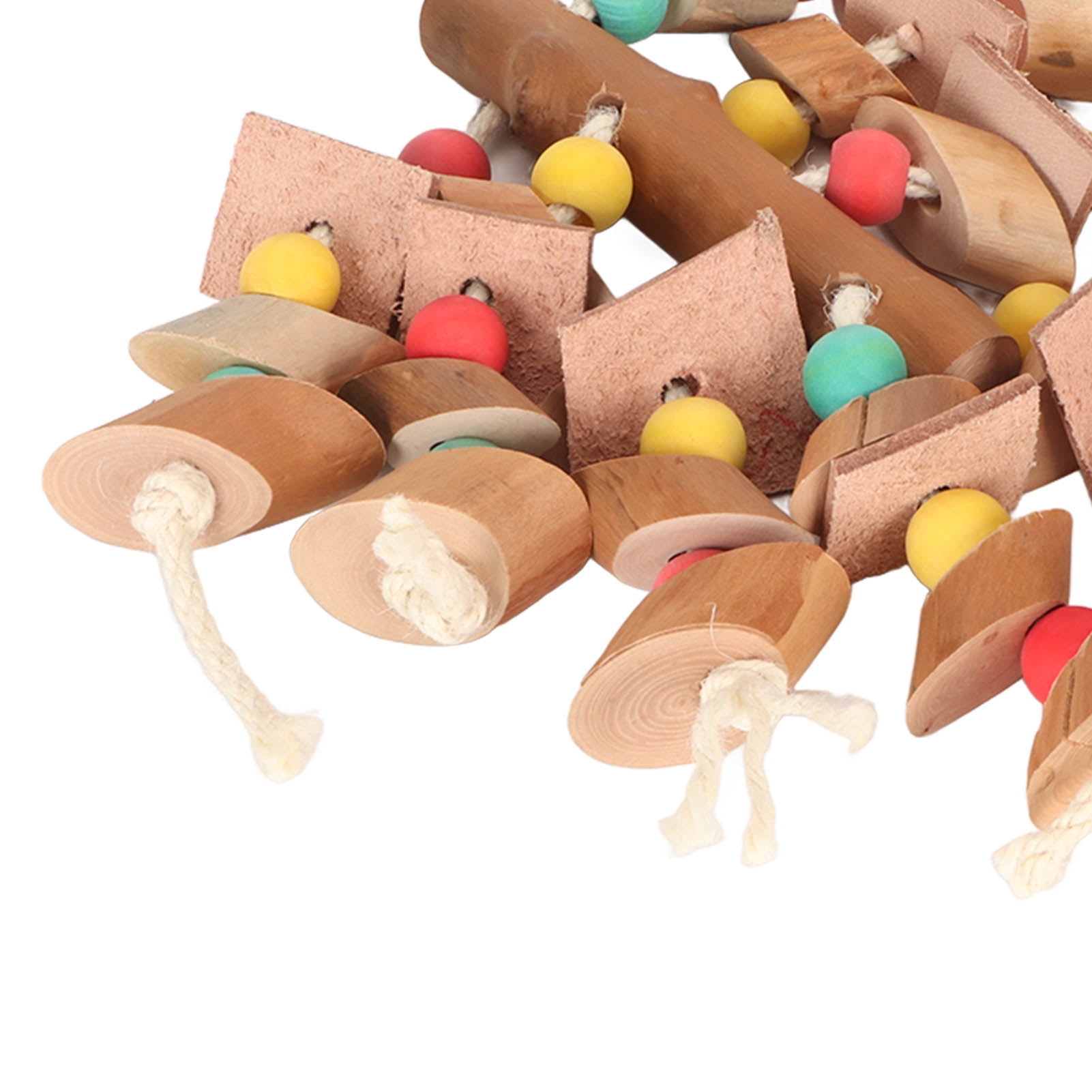 M Buder Colorful Bird Chew Toy Wood Blocks for Parrots, Cockatiels, Budgies, Hanging Cage Grinding Paw Beak Toy, Large (8.66 inches / 22 cm)