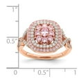 thumbnail image 2 of 925 Sterling Silver Rose Plated Pink and White Cubic Zirconia Cushion Ring Size 8 1.89mm Wide Ring for Women, 2 of 2