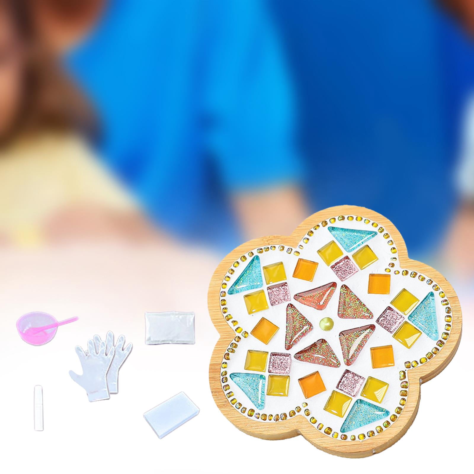 DIY Mosaic Coaster Holiday Gift Place Mat Cup Holder Children's Educational Toys Glass Mosaic Tiles for Home Ornament Dining Table H