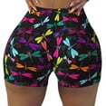 thumbnail image 2 of Picia Colorful Dragonflies Printed Workout Shorts for Women Seamless Scrunch Butt Lifting High Waisted Yoga Gym Booty Running Moisture-wicking Short Pants-XX-Large, 2 of 9