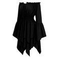 thumbnail image 3 of Huowey Pirate Vampire Gothic Dresses Womens Halloween Fancy Cosplay Party Gown Off Shoulder Long Sleeve Flowy Eye-Catching Halloween Dress,Black,XL, 3 of 3