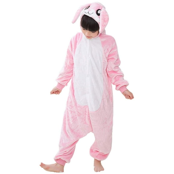 WAFUNNE Kids Rabbit Costume Cosplay Halloween Easter Animal Onesie for Boys Girls Child Pink Bunny M