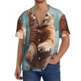 thumbnail image 7 of Lsque Floating Cat And Donuts print Men's Cuban Collar Short Sleeve Shirt Summer Beachwear Casual Button Down Fashionable Vacation Leisure Shirt-Medium, 7 of 7