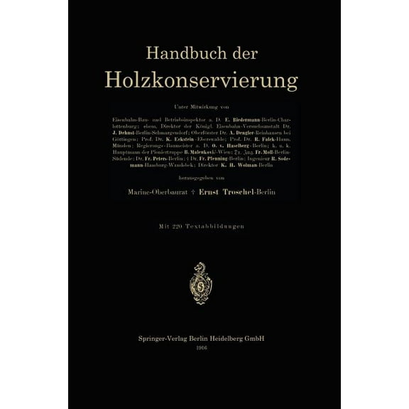 Handbuch Der Holzkonservierung, (Paperback)