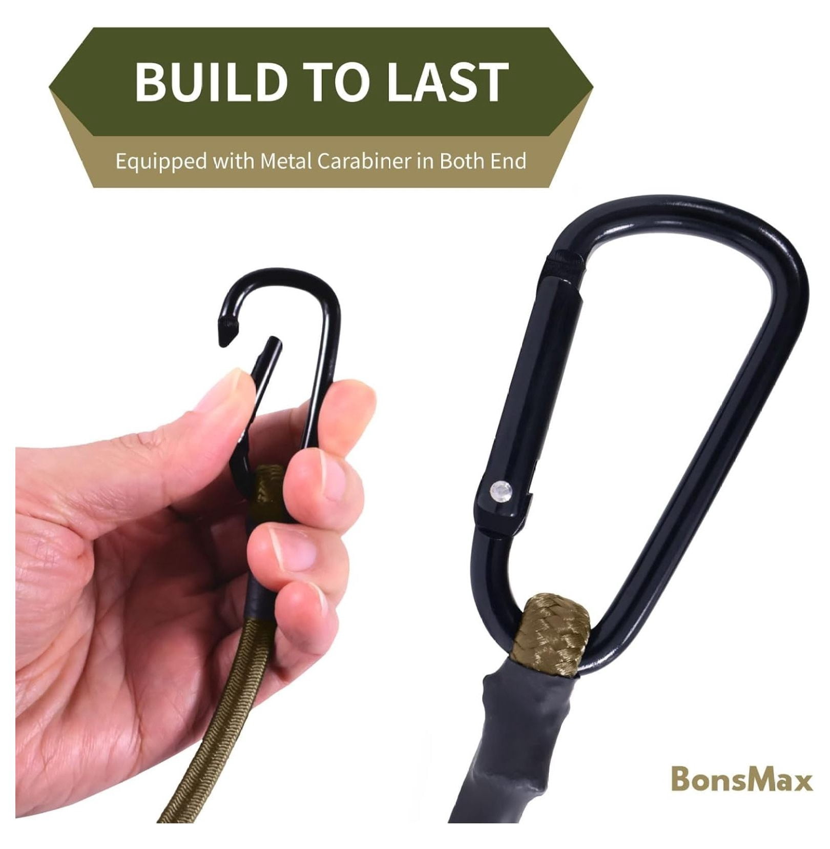 20 Pack 32" Bungee Cords with Carabiner, Heavy Duty Outdoor Bungie Straps with , 200lbs Industrial Grade Elastic Bungee Rope for Securing Tarps, Backpack, Luggage, Tents, Bikes,