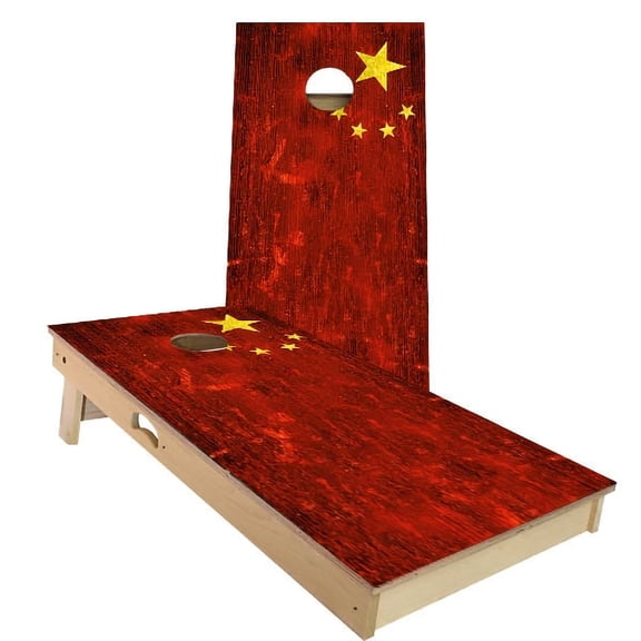 Skip's Garage | China Flag Backyard 2x4 Cornhole Board Set (24" x 48") | Includes (8) Bags Various Accessory Options