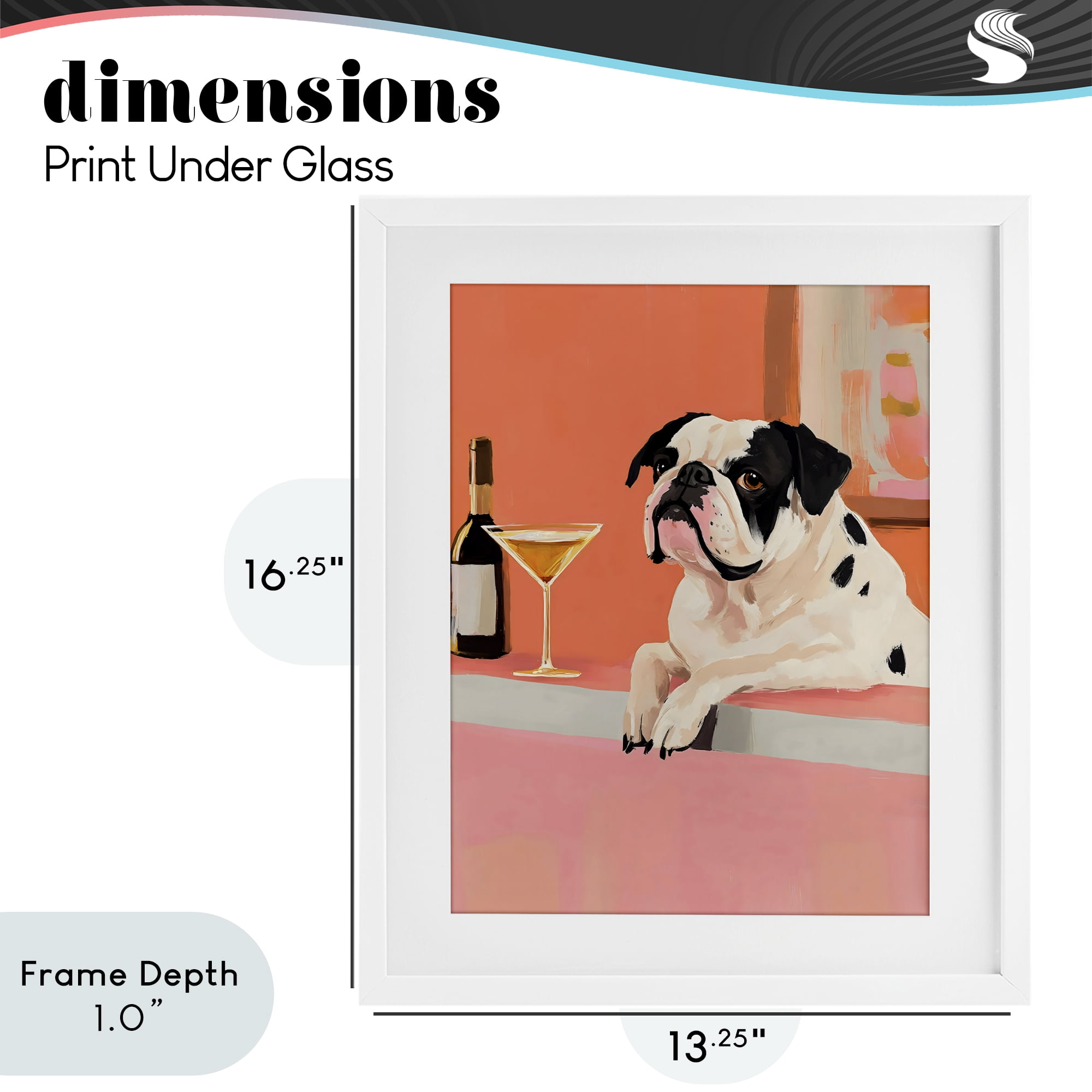 Stupell Industries Bulldog at Martini Lounge White Framed Print Under Glass, design by The Prints Vibe