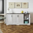 thumbnail image 5 of Prepac Rustic Ridge 4 Door Console Table with Storage, Washed White Storage Cabinet with Doors and Shelves, Sideboard Storage Cabinet 66" W x 31.75" H x 16" D, ACBG-1620-1, 5 of 14