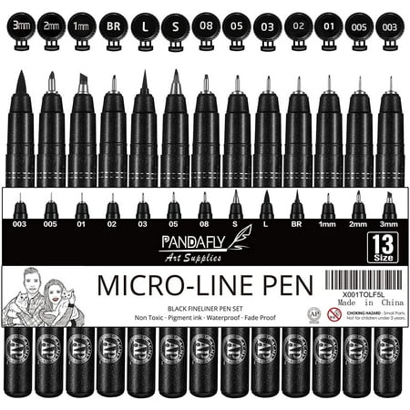 PANDAFLY Black Micro-Pen Fineliner Ink Pens - Precision Multiliner