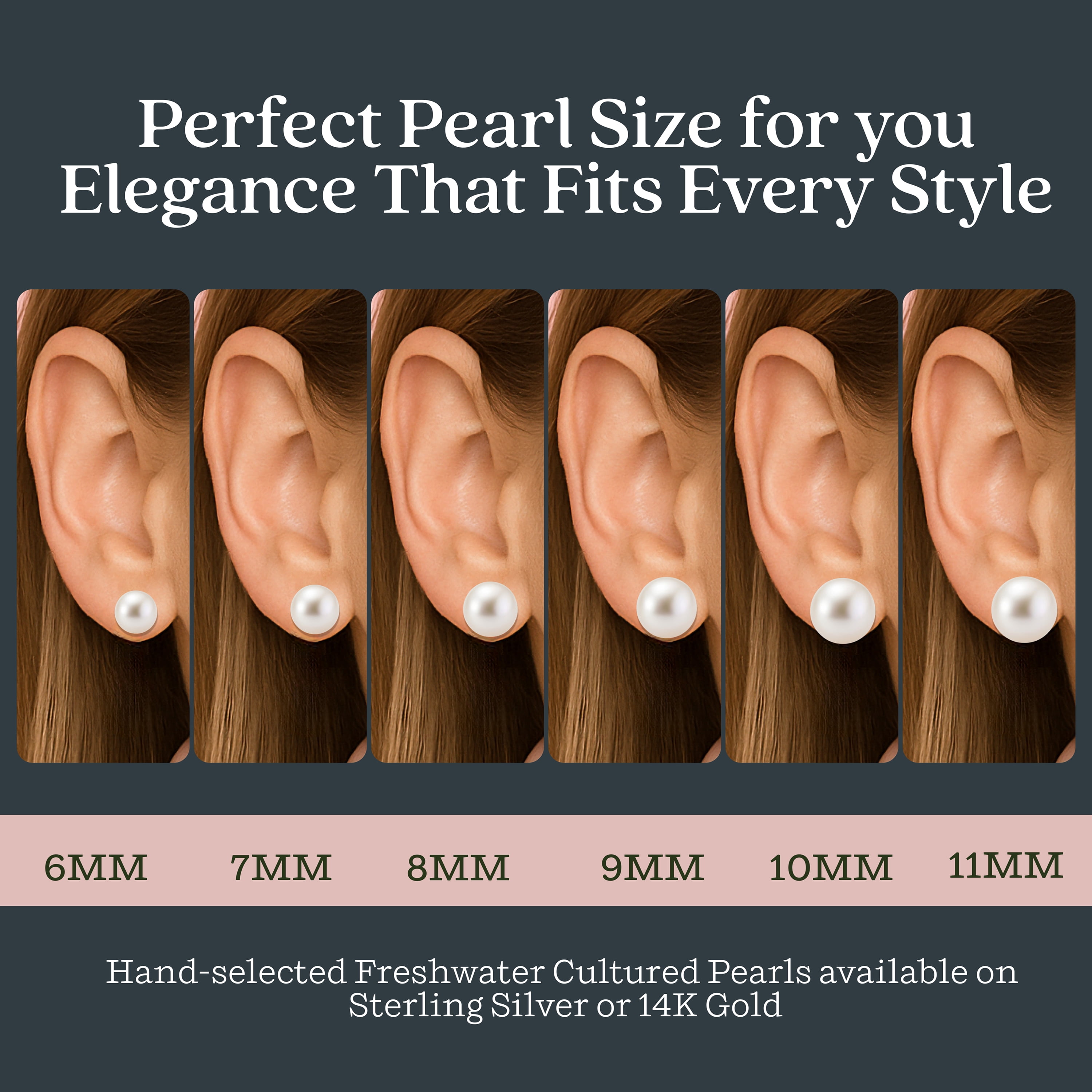 Kezef 5.5mm Genuine White Freshwater Cultured Pearl Stud Earrings for Women with Rhodium-Plated 925 Sterling Silver Posts