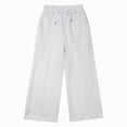 thumbnail image 4 of NIEWTR Girls Straight Leg Jogger Pants Baggy Fit Casual Lounge Sweatpants Elastic Waist with Pockets Comfortable Spring Pants（A01-White,2-4 Years), 4 of 7