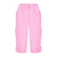 thumbnail image 5 of Mlzmgr Capri Pants for Women Cargo Drawstring Elastic Waist Pants with Pockets Jogging Hiking Capris, 5 of 5