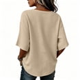 thumbnail image 7 of Yteetum 3/4 Length Sleeve Shirts for Women Summer V Neck 3/4 Sleeve Cotton Linen Tops Womens Casual Solid Loose Lightweight Comfy T Shirts, 7 of 7