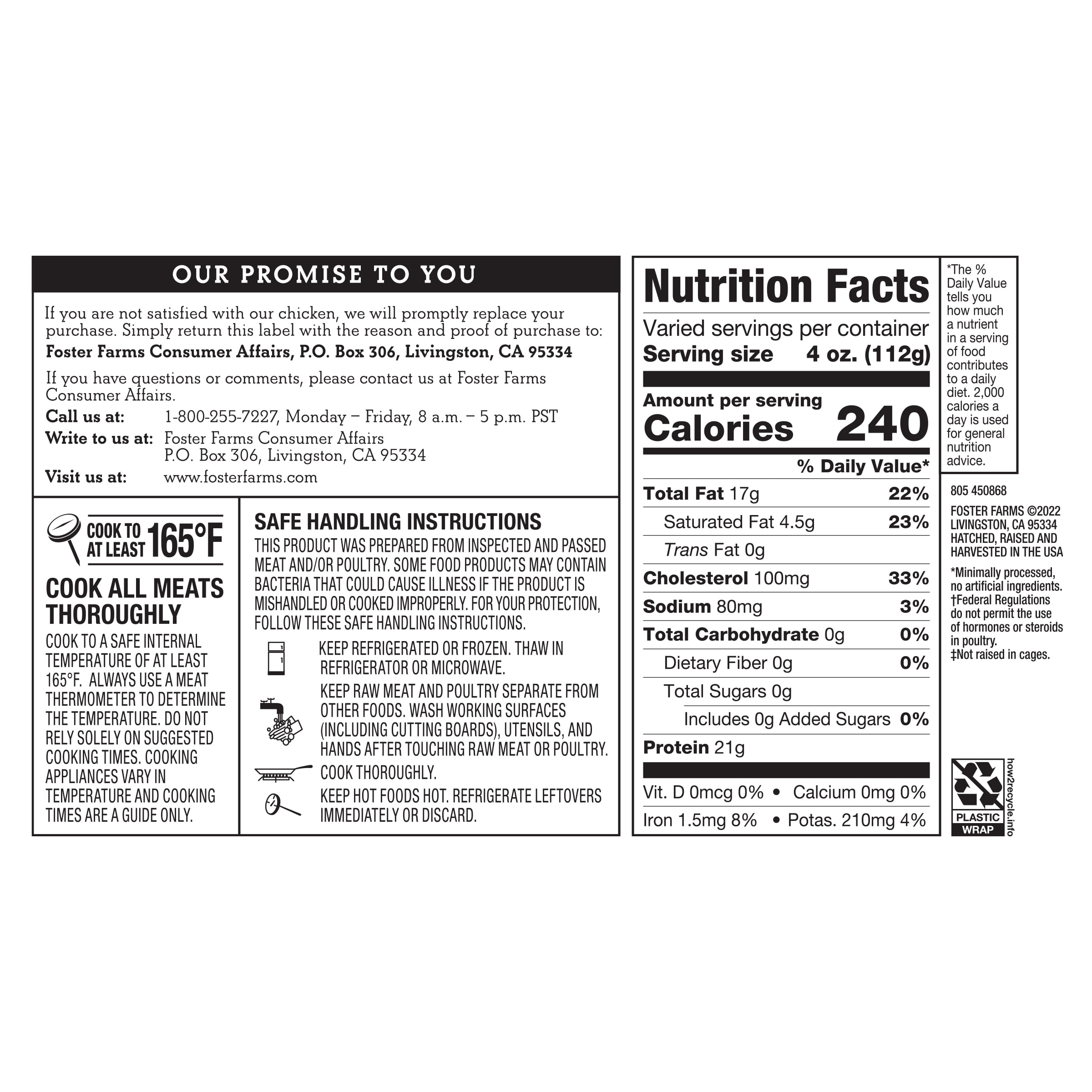 Foster Farms Fresh & Natural Whole Chicken Twin Bag, 10-11 lb