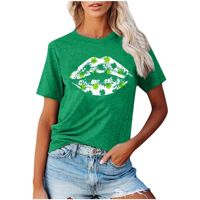 T-shirts de la Saint-Patrick pour Femmes Manches Courtes Décontractées